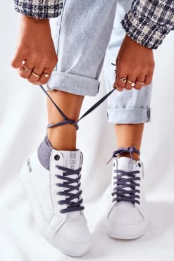 Big Star Shoes Trampki Ocieplane|Trampki Damskie Big Star*Wysokie Ocieplane Trampki Big Star II274144 Biało-Szare