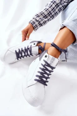 Big Star Shoes Trampki Ocieplane|Trampki Damskie Big Star*Wysokie Ocieplane Trampki Big Star II274144 Biało-Szare