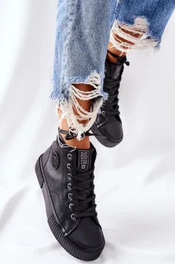 Big Star Shoes Trampki Ocieplane|Trampki Damskie Big Star*Wysokie Ocieplane Trampki Big Star II274157 Czarne