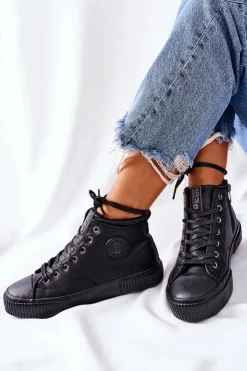 Big Star Shoes Trampki Ocieplane|Trampki Damskie Big Star*Wysokie Ocieplane Trampki Big Star II274157 Czarne