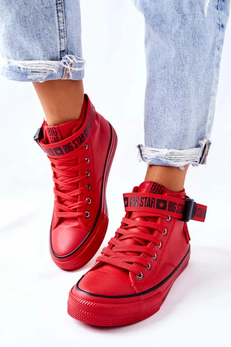 Outlet Big Star Shoes Wysokie Ocieplane Trampki Big Star GG274028 Czerwone