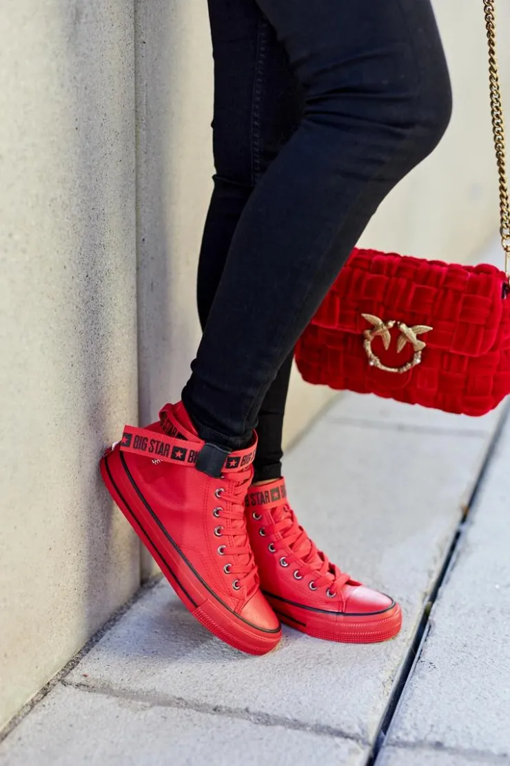 Outlet Big Star Shoes Wysokie Ocieplane Trampki Big Star GG274028 Czerwone