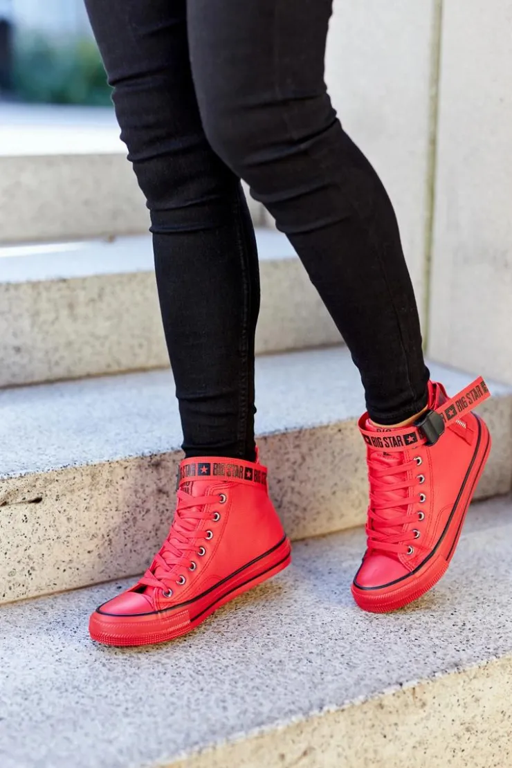 Outlet Big Star Shoes Wysokie Ocieplane Trampki Big Star GG274028 Czerwone