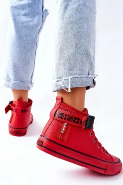 Outlet Big Star Shoes Wysokie Ocieplane Trampki Big Star GG274028 Czerwone