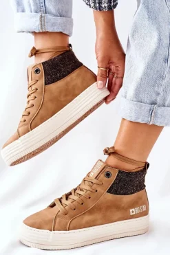 Discount Big Star Shoes Wysokie Ocieplane Trampki Big Star II274145 Camel