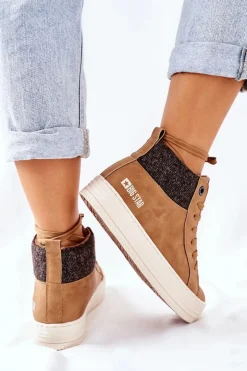 Discount Big Star Shoes Wysokie Ocieplane Trampki Big Star II274145 Camel