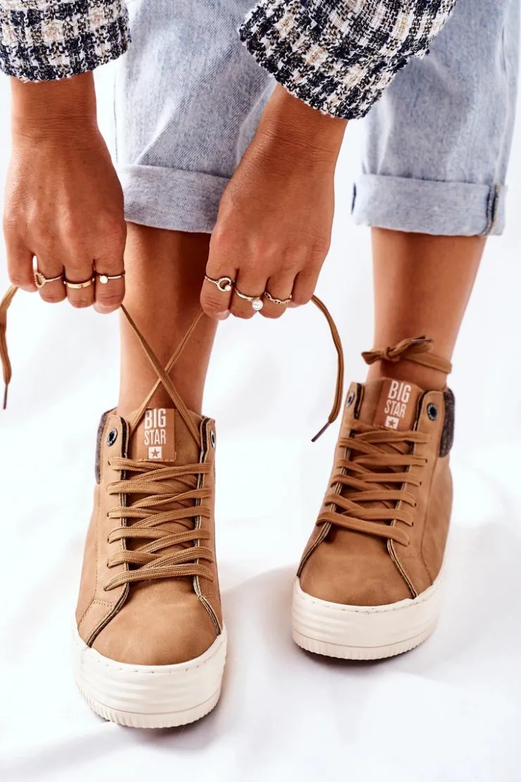 Discount Big Star Shoes Wysokie Ocieplane Trampki Big Star II274145 Camel