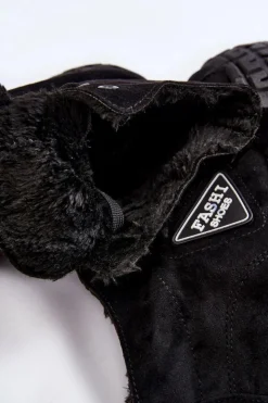 Damskie Boto Wysokie Ocieplane Zamszowe Trampki Czarne Evren