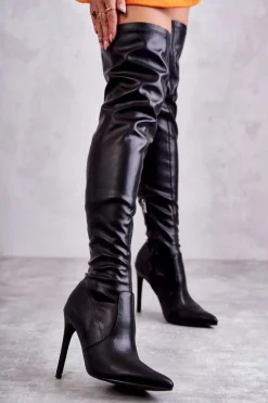 Boto Kozaki Za Kolano|Kozaki Na Obcasie*Wysokie Skórzane Kozaki Na Szpilce Czarne Skyler