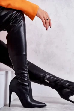 Boto Kozaki Za Kolano|Kozaki Na Obcasie*Wysokie Skórzane Kozaki Na Szpilce Czarne Skyler