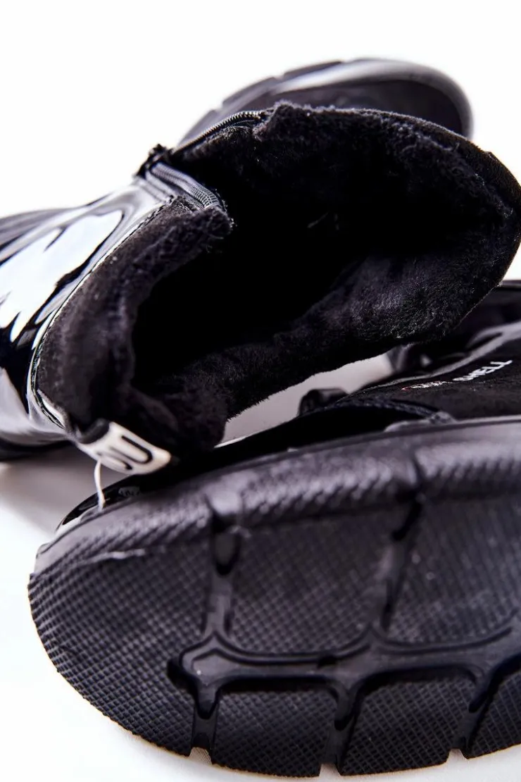 Outlet Boto Wysokie Skórzane Ocieplane Buty Sportowe Czarne Merit