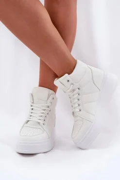 Evento Sneakersy Damskie|Buty Sportowe Na Platformie*Wysokie Sneakersy Damskie Na Platformie Białe Tillive Biały