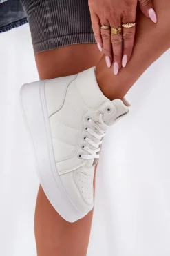 Evento Sneakersy Damskie|Buty Sportowe Na Platformie*Wysokie Sneakersy Damskie Na Platformie Białe Tillive Biały