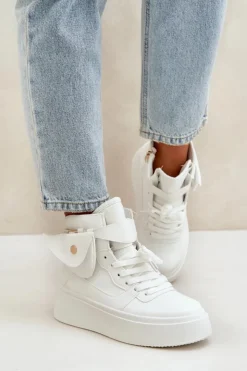 Discount Boto Wysokie Sneakersy Z Saszetką Na Platformie Białe Saramis Biały