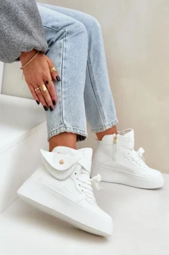 Discount Boto Wysokie Sneakersy Z Saszetką Na Platformie Białe Saramis Biały