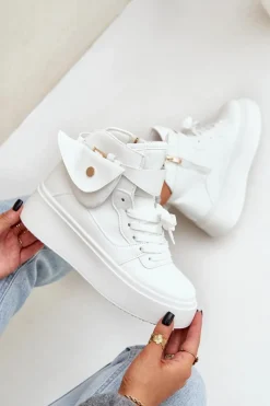 Discount Boto Wysokie Sneakersy Z Saszetką Na Platformie Białe Saramis Biały