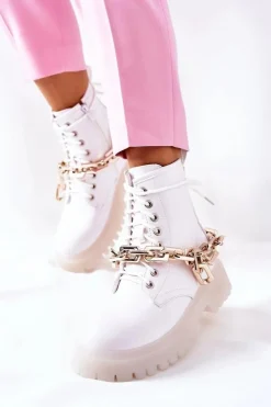 Boto Botki Ocieplane|Botki Zimowe Damskie*Wysokie Stylowe Botki Białe Grail