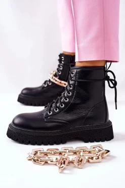 Damskie Boto Wysokie Stylowe Botki Czarne Grail