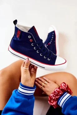 Big Star Shoes Trampki Damskie Wysokie|Trampki Damskie Big Star*Wysokie Trampki Big Star JJ274125 Granatowe