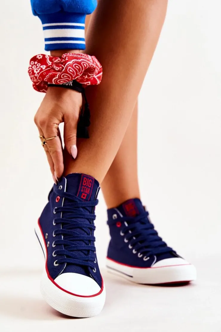 Big Star Shoes Trampki Damskie Wysokie|Trampki Damskie Big Star*Wysokie Trampki Big Star JJ274125 Granatowe