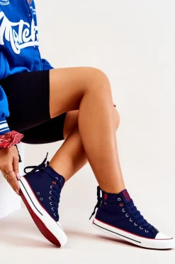 Big Star Shoes Trampki Damskie Wysokie|Trampki Damskie Big Star*Wysokie Trampki Big Star JJ274125 Granatowe