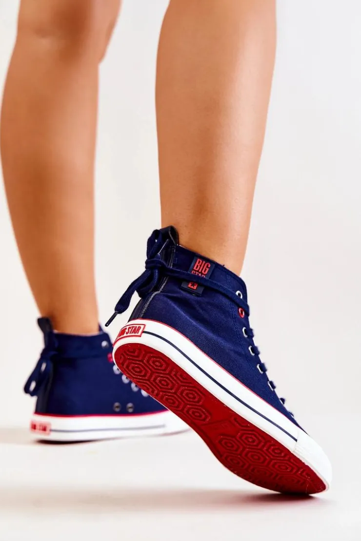 Big Star Shoes Trampki Damskie Wysokie|Trampki Damskie Big Star*Wysokie Trampki Big Star JJ274125 Granatowe