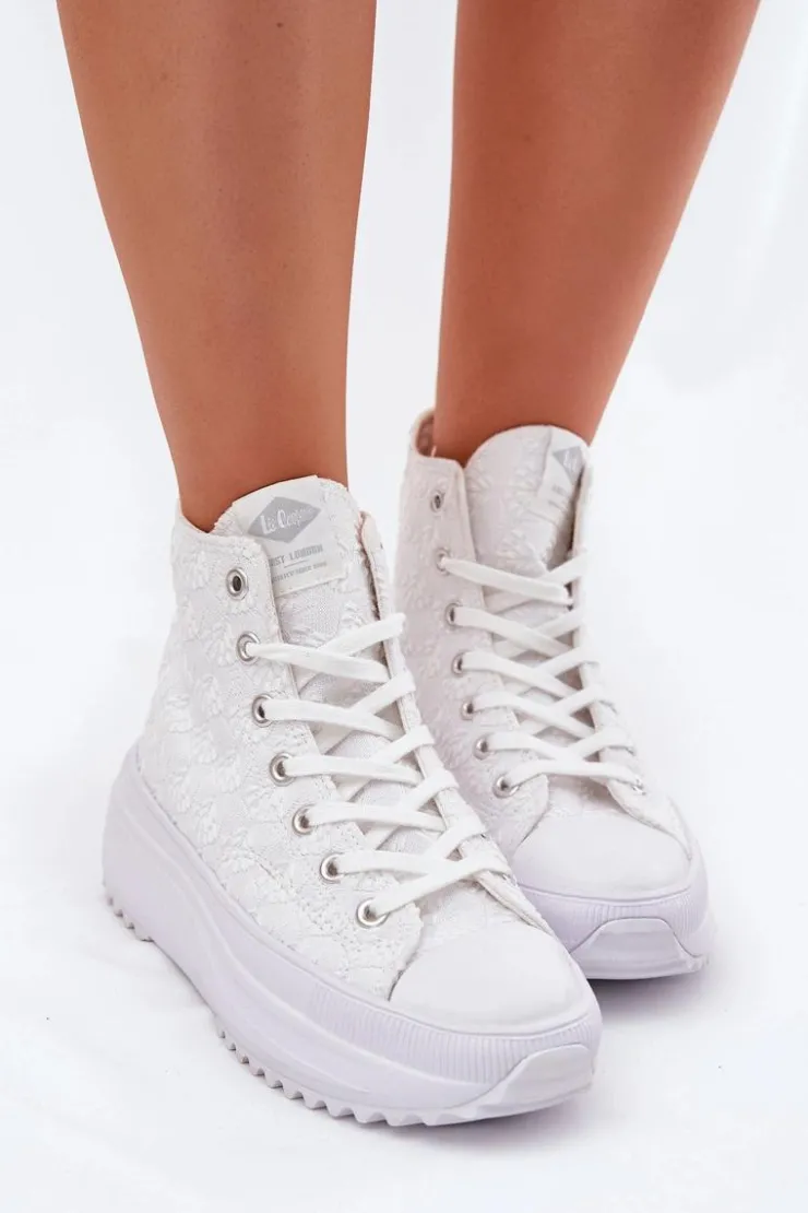 Online Lee Cooper Wysokie Trampki Damskie LCW-25-31-3461L Białe