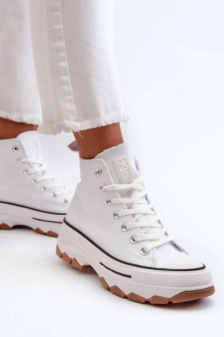 Evento Trampki Damskie Wysokie*Wysokie Trampki Damskie Na Platformie Białe Valvia