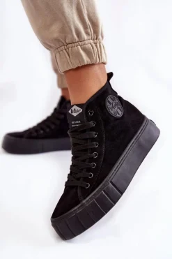 Damskie Lee Cooper Wysokie Trampki LCJ-22-31-1432L Czarne