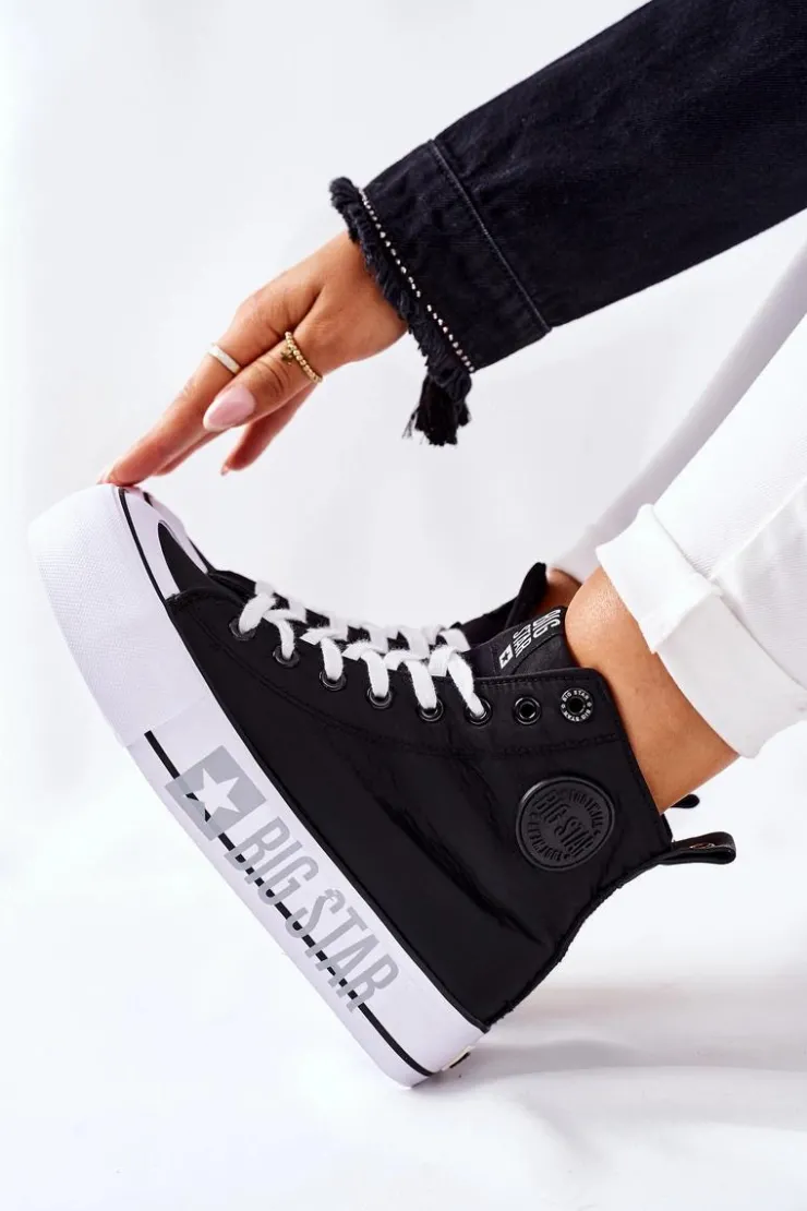 Hot Big Star Shoes Wysokie Trampki Na Platformie Big Star II274012 Czarne