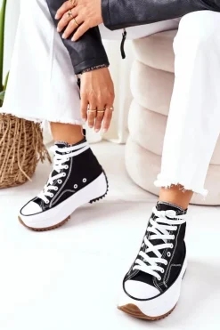 Boto Wysokie Trampki Na Platformie Czarne Electric Love