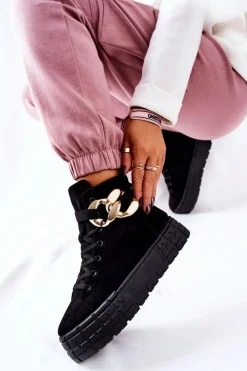 Clearance Boto Wysokie Trampki Na Platformie Czarne Evenia