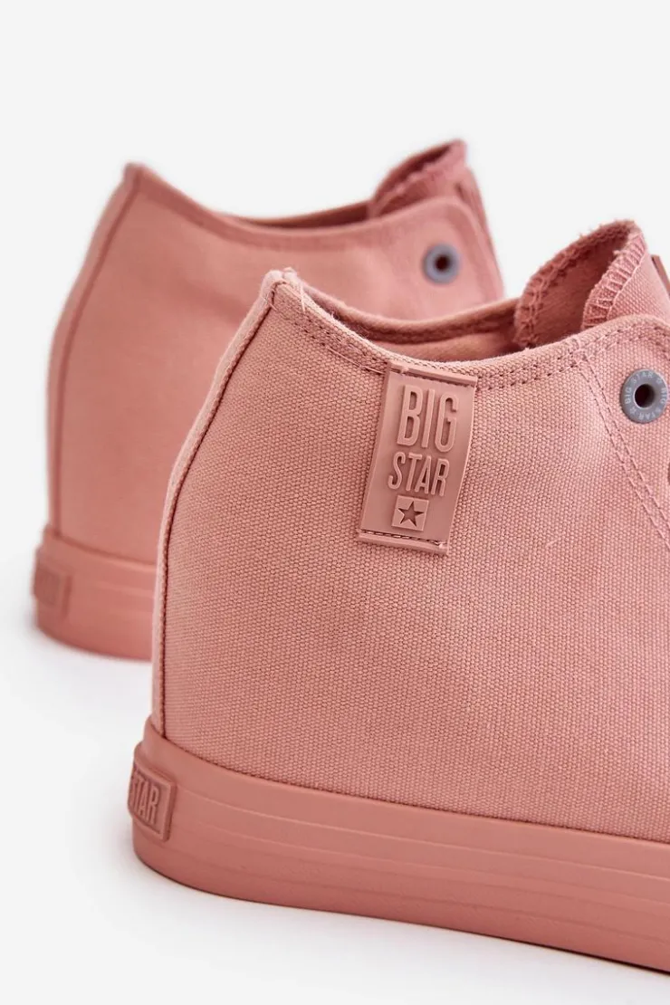 Big Star Shoes Trampki Damskie Big Star|Trampki Damskie Wysokie*Wysokie Trampki Na Ukrytym Koturnie Big Star LL274036 Różowe