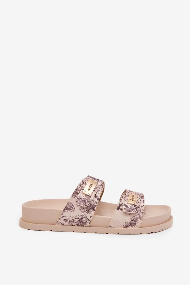 Boto Klapki Na Platformie|Klapki Damskie Klasyczne*Wzorzyste Klapki Damskie Na Platformie Beżowe Sorina Beżowy