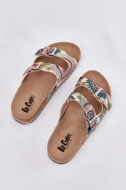 Hot Lee Cooper Wzorzyste Klapki Damskie Na Korkowej Platformie Z Klamrami LCW-25-35-3483L Multikolor Wielokolorowy