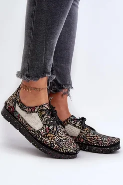 Damskie Maciejka Wzorzyste Półbuty Damskie 06347-01 Czarne
