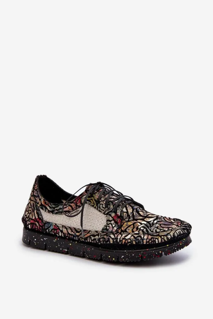 Damskie Maciejka Wzorzyste Półbuty Damskie 06347-01 Czarne
