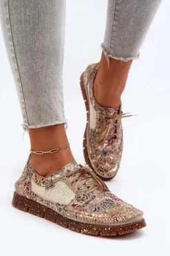 New Maciejka Wzorzyste Półbuty Damskie 06347-04 Beżowe
