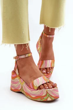 Boto Sandały Na Koturnie*Wzorzyste Sandały Na Platformie I Koturnie Multikolor Wiandia