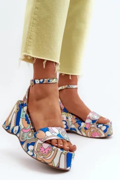 Damskie Boto Wzorzyste Sandały Na Platformie I Koturnie Multikolor Wiandia