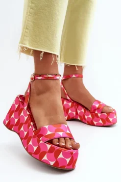 New Boto Wzorzyste Sandały Na Platformie I Koturnie Fuksja Wiandia