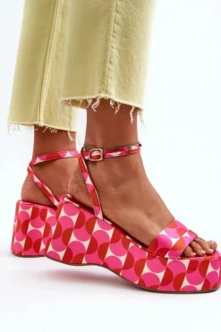 New Boto Wzorzyste Sandały Na Platformie I Koturnie Fuksja Wiandia