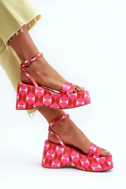 New Boto Wzorzyste Sandały Na Platformie I Koturnie Fuksja Wiandia