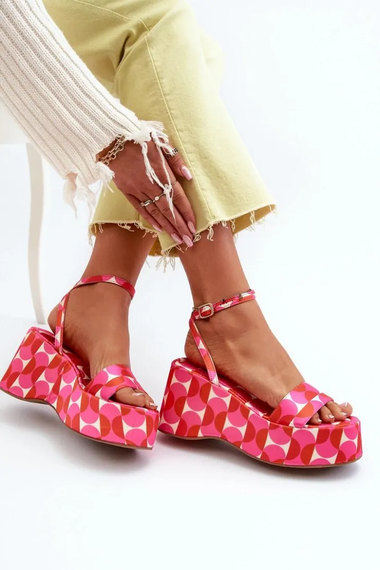 New Boto Wzorzyste Sandały Na Platformie I Koturnie Fuksja Wiandia