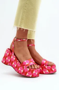 New Boto Wzorzyste Sandały Na Platformie I Koturnie Fuksja Wiandia