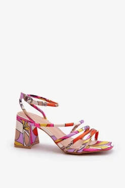 Boto Sandały Na Obcasie*Wzorzyste Sandały Na Słupku Fioletowe Jenglla