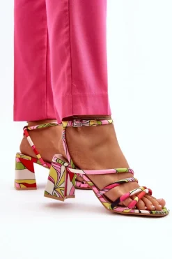 Boto Sandały Na Obcasie*Wzorzyste Sandały Na Słupku Multikolor Jenglla