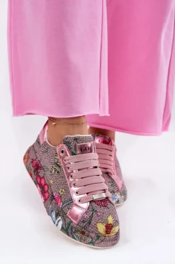 GOE Sneakersy Damskie*Wzorzyste Sneakersy Na Platformie Ze Zdobieniem RR2N4002 Multikolor