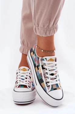 Clearance Lee Cooper Wzorzyste Trampki Damskie Na Platformie LCW-25-31-3441L Multikolor