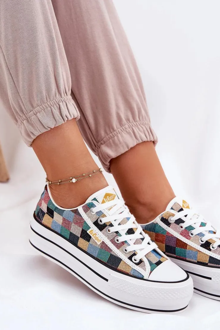 Clearance Lee Cooper Wzorzyste Trampki Damskie Na Platformie LCW-25-31-3441L Multikolor